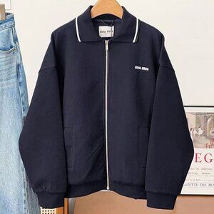 Miu Miu Bonded piqué and technical jersey blouson jacket